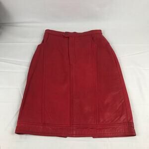 Liz Roberts Robert Elliot red leather high waist skirt 2 soft